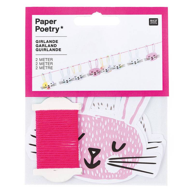 Papier-Girlande HASENGESICHTER (2m) in pastell von Rico Design