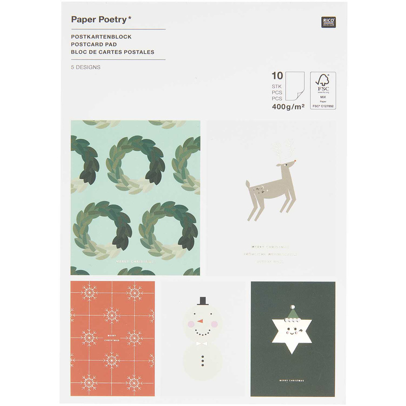 Postkartenblock I LOVE CHRISTMAS 10er-Set von Rico Design