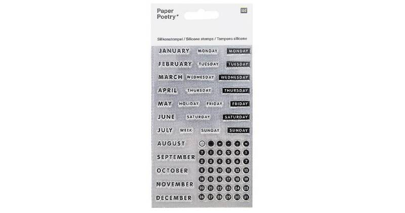 Silikonstempel, Bullet Diary, Kalender, Druckschrift von Rico Design