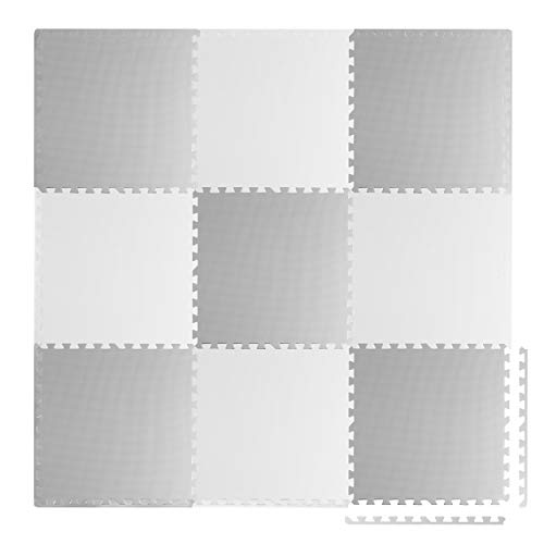 RICOKIDS Kinderspielteppich Puzzlematte Spielzeug Kälteschutz Abwaschbar Spielmatte Spielteppich Matte Schaumstoffmatte Kinderteppich Gummimatte Weiß Grau 60x60cm 9 Stück von Ricokids