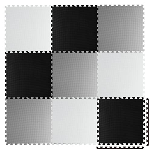 RICOKIDS Kinderspielteppich Puzzlematte Spielzeug Kälteschutz Abwaschbar Spielmatte Spielteppich Matte Schaumstoffmatte Kinderteppich Gummimatte Weiß Schwarz Grau 60x60cm 9 Stück RICOKIDS Kinderspielteppich Puzzlematte Spielzeug Kälteschutz Abwaschbar Spielmatte Spielteppich Matte Schaumstoffmatte Kinderteppich Gummimatte Weiß Schwarz Grau 60x60cm 9 Stück von Ricokids