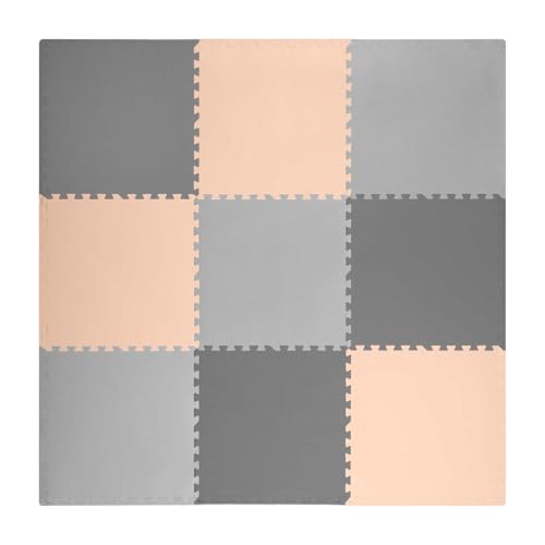 Ricokids Krabbelmatte Baby Puzzlematte Spielmatte Schaumstoffmatte rutschfest für Kinder 9 Teile 180 x 180 x 1 cm Grau Orange von Ricokids