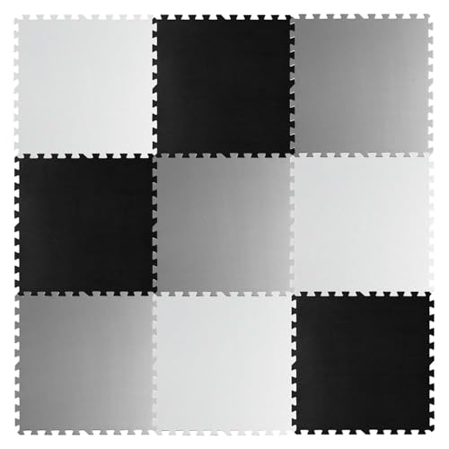 Ricokids Krabbelmatte Baby Puzzlematte Spielmatte Schaumstoffmatte rutschfest für Kinder 9 Teile 180 x 180 x 1 cm Schwarz Grau von Ricokids