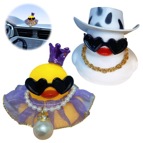 2 PCS Gummiente,Einzigartige Armaturenbrett Badeente Lustig,Quietscheente Lustig mit Mini-Krone,Rock und Perlenkette,Quietscheente Perfekt für Auto,Büro,Zuhause,Geschenkidee 2 PCS Gummiente,Einzigartige Armaturenbrett Badeente Lustig,Quietscheente Lustig mit Mini-Krone,Rock und Perlenkette,Quietscheente Perfekt für Auto,Büro,Zuhause,Geschenkidee von Rienan