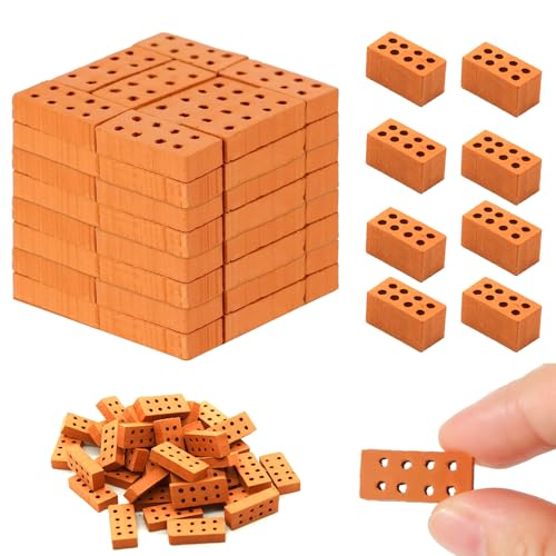 68 Stück Ziegelsteine Zum Mauern Kinder Mini Ziegelsteine Mini Ziegel Rote Modellbau Steine Modellziegel Brick für DIY Puppenhaus Fairy Garten Dekoration von Rienan