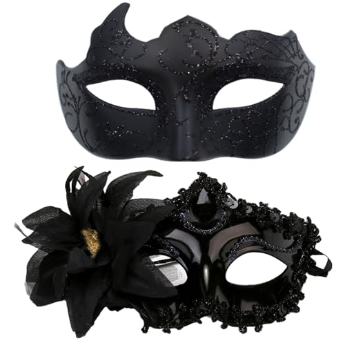 Rierousy 2 Stück Venezianische Maske Damen, Maskenball Maske, Maske Venezianischen Karneval Party Masken Kostüm für Damen und Herren von Rierousy