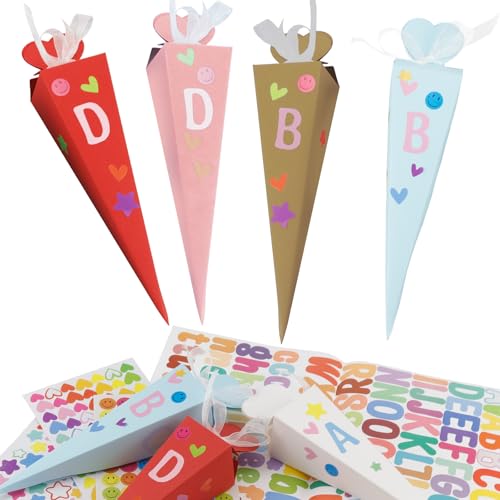 Rierousy 32stk Geschwisterschultüte Faltbare schultüten rohlinge für die Einschulung zum Schulanfang Geschenkboxen DIY Faltbare Schultüte, Zuckertüte klein für Kinder Junge und Mädchen Rierousy 32stk Geschwisterschultüte Faltbare schultüten rohlinge für die Einschulung zum Schulanfang Geschenkboxen DIY Faltbare Schultüte, Zuckertüte klein für Kinder Junge und Mädchen von Rierousy