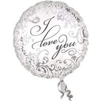 Folienballon rund, I Love You Hochzeitsballon, weiß/silbern, 35 cm Folienballon rund, I Love You Hochzeitsballon, weiß/silbern, 35 cm von Riethmüller