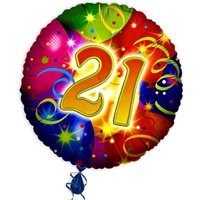 Folienballon rund mit Zahl 21 im Ballondesign, 35 cm Folienballon rund mit Zahl 21 im Ballondesign, 35 cm von Riethmüller