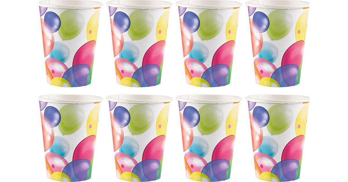 Pappbecher Balloons 250ml, 8 Stück bunt Modell 10 Pappbecher Balloons 250ml, 8 Stück bunt Modell 10 von Amscan