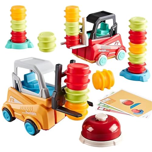 # Ingenieur-Gabelstapler-Transportspiel 2024 Bauauto-Fahrzeug-Spielzeugset Gabelstapler-Spielzeug für Kinder und Erwachsene 2-Spieler-Stapel- und passendes Geschicklichkeitsspiel (Yellow, One Size) von Rifuli