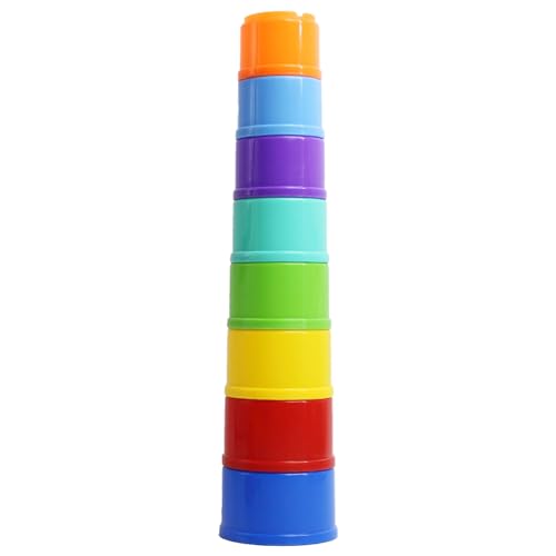 # Rainbow Tower 8PCS Kinderspielzeug Bauen Kinder Kunststoff laminierte Tasse Demontagespielzeug (Yellow, One Size) von Rifuli