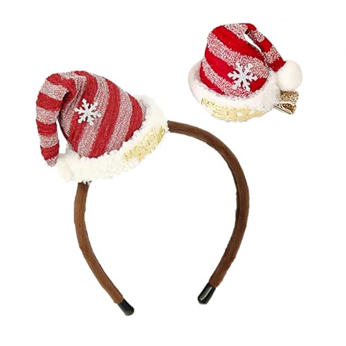 Riiichflowshop 2 teile/satz Weihnachten Stirnband Plüsch Hut Schneeflocke Haar Pin Haarspangen für Mädchen Party Cosplay Kostüm 2023 Haar Zubehör von Riiichflowshop