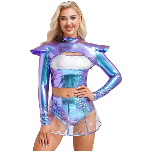 Riismen Alien Kostüm Damen Halloween Space Girl Kleid Metallic Crop Tops Und A Linien-rock Astronauten Kostüm Cosplay Set Karnevalskostüm Bunt M Riismen Alien Kostüm Damen Halloween Space Girl Kleid Metallic Crop Tops Und A Linien-rock Astronauten Kostüm Cosplay Set Karnevalskostüm Bunt M von Riismen
