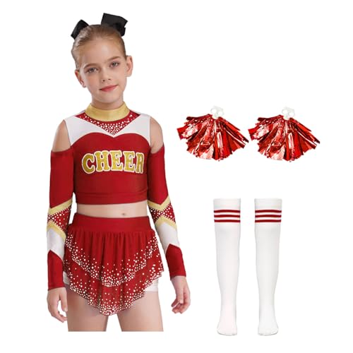 Riismen Anzug Von Bommel Mädchen Kind Mädchen Uniform Tanzen Zeigen Cheerleading Verkleidung Karneval Halloween Aufführungen Burgund 110-116 von Riismen