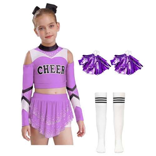 Riismen Anzug Von Bommel Mädchen Kind Mädchen Uniform Tanzen Zeigen Cheerleading Verkleidung Karneval Halloween Aufführungen Hellviolett 170 von Riismen