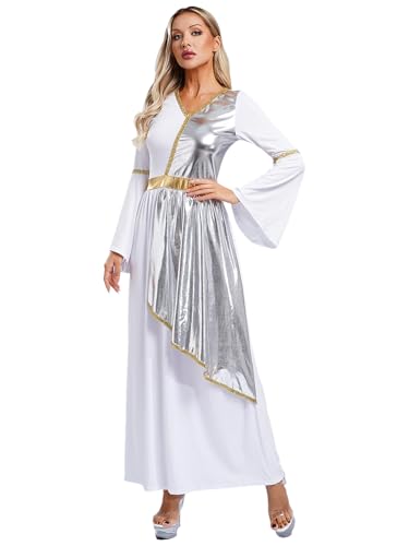 Riismen Athena Göttin Kostüm Damen Griechische Göttin Kleid Antike Metallische Toga Tunika Weihnachten Karneval Halloween Maskerade Cosplay Silber XXL Riismen Athena Göttin Kostüm Damen Griechische Göttin Kleid Antike Metallische Toga Tunika Weihnachten Karneval Halloween Maskerade Cosplay Silber XXL von Riismen