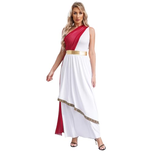 Riismen Ein Schulterfreies Kleid Abendball Damen Verkleidung Griechische Göttin Kostüm Halloween Karneval Cosplay Burgund 3XL Riismen Ein Schulterfreies Kleid Abendball Damen Verkleidung Griechische Göttin Kostüm Halloween Karneval Cosplay Burgund 3XL von Riismen
