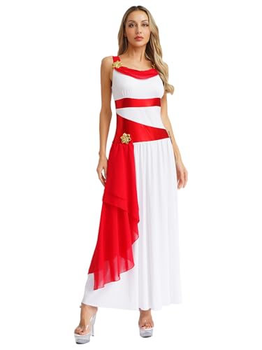 Riismen Griechische Göttin Kostüm Damen Halloween Griechisches Toga Vintage Mittelalter Kleid Ärmellos Farbblock Kleid Karnevalskostüm Mottopartys Weiß Rot 3XL Riismen Griechische Göttin Kostüm Damen Halloween Griechisches Toga Vintage Mittelalter Kleid Ärmellos Farbblock Kleid Karnevalskostüm Mottopartys Weiß Rot 3XL von Riismen