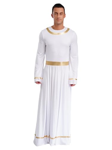 Riismen Griechischer Gott Kostüm Herren Antike Römerin Kostüm Mittelalter Vintage Robe Langarm Kleidung Halloween Cosplay Faschingskostüm Clubwear Weiß XL Riismen Griechischer Gott Kostüm Herren Antike Römerin Kostüm Mittelalter Vintage Robe Langarm Kleidung Halloween Cosplay Faschingskostüm Clubwear Weiß XL von Riismen