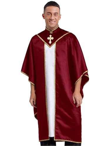 Riismen Herren Priester Kostüm Pfarrer Kostüm Halloween Kirchengewänder Chorprästerkleidung Priesterkleidung Church Tunika Kostüme Karnevalskostüm Burgund Einheitsgröße Riismen Herren Priester Kostüm Pfarrer Kostüm Halloween Kirchengewänder Chorprästerkleidung Priesterkleidung Church Tunika Kostüme Karnevalskostüm Burgund Einheitsgröße von Riismen
