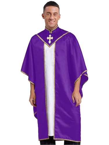 Riismen Herren Priester Kostüm Pfarrer Kostüm Halloween Kirchengewänder Chorprästerkleidung Priesterkleidung Church Tunika Kostüme Karnevalskostüm Lila Einheitsgröße Riismen Herren Priester Kostüm Pfarrer Kostüm Halloween Kirchengewänder Chorprästerkleidung Priesterkleidung Church Tunika Kostüme Karnevalskostüm Lila Einheitsgröße von Riismen