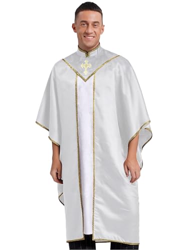 Riismen Herren Priester Kostüm Pfarrer Kostüm Halloween Kirchengewänder Chorprästerkleidung Priesterkleidung Church Tunika Kostüme Karnevalskostüm Weiß Einheitsgröße Riismen Herren Priester Kostüm Pfarrer Kostüm Halloween Kirchengewänder Chorprästerkleidung Priesterkleidung Church Tunika Kostüme Karnevalskostüm Weiß Einheitsgröße von Riismen