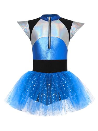 Riismen Kind Verkleidung Astronaut Cosplay Mädchen Kleid Von Außerirdischen Stirnband Ausländer Roboter Anzug Vom Weltraum Abtretung Karneval Blau 158-164 von Riismen