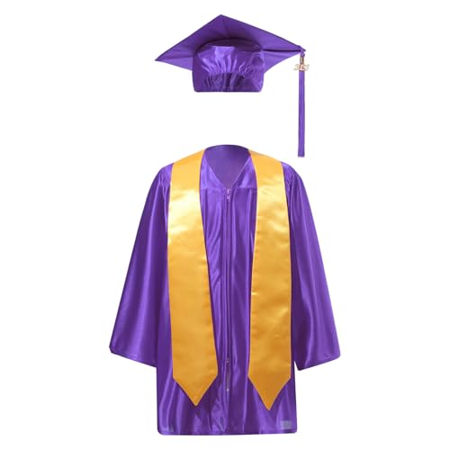 Riismen Kinder Abschlussrobe Schulabschlusskleid Diplom Outfit Mit Abschlusshut Vorschul Pompon Abschlussoutfit Kindergarten Abschlusskleidung Lila 122-128 Riismen Kinder Abschlussrobe Schulabschlusskleid Diplom Outfit Mit Abschlusshut Vorschul Pompon Abschlussoutfit Kindergarten Abschlusskleidung Lila 122-128 von Riismen