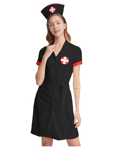 Riismen Krankenschwester Uniform Kostüm Cosplay Weiße Arztkittel Mütze Erotische Wäsche Freche Nachthemd Halloween Karneval Party Outfit Schwarz M Riismen Krankenschwester Uniform Kostüm Cosplay Weiße Arztkittel Mütze Erotische Wäsche Freche Nachthemd Halloween Karneval Party Outfit Schwarz M von Riismen