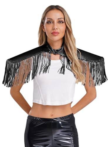 Riismen Metallic Quasten Rüstung Damen Metallic Panzer Erwachsene Schulter Epaulet Collared Mit Pailletten Fransen Party Clubwear Schwarz One Size Riismen Metallic Quasten Rüstung Damen Metallic Panzer Erwachsene Schulter Epaulet Collared Mit Pailletten Fransen Party Clubwear Schwarz One Size von Riismen