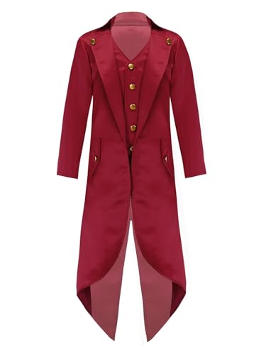 Riismen Mittelalterlicher Renaissance Prinz Kinder Mantel Piraten Vampir Halloween Kostüm Junge Vintage Blazer Schwalbenschwanz Frack Cosplay Verkleidung Burgund 122-128 Riismen Mittelalterlicher Renaissance Prinz Kinder Mantel Piraten Vampir Halloween Kostüm Junge Vintage Blazer Schwalbenschwanz Frack Cosplay Verkleidung Burgund 122-128 von Riismen