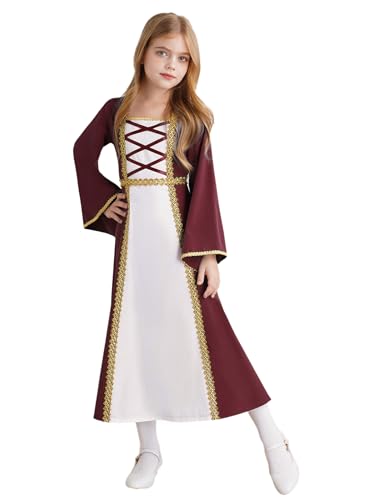 Riismen Mittelalterliches Prinzessinnenkleid Für Mädchen Renaissance Russland Abendkleid Für Mädchen Prinzessinnenverkleidung Herzogin Halloween Cosplay Burgund 170 von Riismen