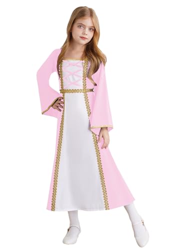 Riismen Mittelalterliches Prinzessinnenkleid Für Mädchen Renaissance Russland Abendkleid Für Mädchen Prinzessinnenverkleidung Herzogin Halloween Cosplay Rosa 158-164 von Riismen