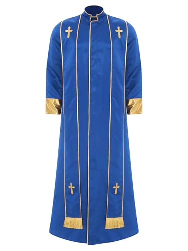 Riismen Priester Kostüm Heren Stehkragen Thobe Langarm Priester Robe mit Stola Männer Halloween Karneval Kostüm Gottesdienst Königsblau L Riismen Priester Kostüm Heren Stehkragen Thobe Langarm Priester Robe mit Stola Männer Halloween Karneval Kostüm Gottesdienst Königsblau L von Riismen