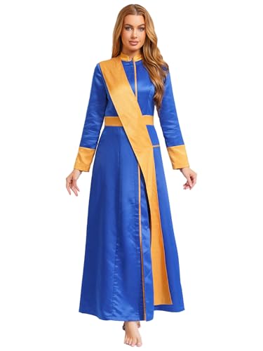 Riismen Priester Robe Damen Langarm Thobe Slim Fit Priester Kostüm mit Reißverschluss Vorne Frauen Cosplay Kostüm Clubwear Königsblau XXL Riismen Priester Robe Damen Langarm Thobe Slim Fit Priester Kostüm mit Reißverschluss Vorne Frauen Cosplay Kostüm Clubwear Königsblau XXL von Riismen