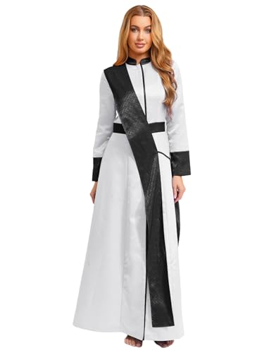 Riismen Priester Robe Damen Langarm Thobe Slim Fit Priester Kostüm mit Reißverschluss Vorne Frauen Cosplay Kostüm Clubwear Weiß M Riismen Priester Robe Damen Langarm Thobe Slim Fit Priester Kostüm mit Reißverschluss Vorne Frauen Cosplay Kostüm Clubwear Weiß M von Riismen