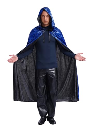 Riismen Retro Umhang herren glitzer Cape voller Länge Kapuzenumhang mit unregelmäßige Saum Mottoparty Halloween kostüm Blau M Riismen Retro Umhang herren glitzer Cape voller Länge Kapuzenumhang mit unregelmäßige Saum Mottoparty Halloween kostüm Blau M von Riismen
