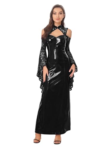 Riismen Vampir Kostüm Damen Halloween Kostüm Cosplay Gothic Kleidung Renaissance Mittelalter Kleid Lack Leder Maxikleid Karneval Faschingkostüm Schwarz XXL Riismen Vampir Kostüm Damen Halloween Kostüm Cosplay Gothic Kleidung Renaissance Mittelalter Kleid Lack Leder Maxikleid Karneval Faschingkostüm Schwarz XXL von Riismen