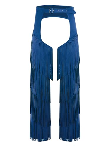 Riismen Western Hose Herren Cowboy Kostüm Wild West Chaps Hose mit Fransen Ouvert Pants Lose Lange Hosen Karneval Kostüm Mottoparty von Riismen