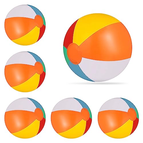 Riisoyu 30cm Wasserball Aufblasbar, 6 Stück Rainbow Beach Balls Badeball Wasserbälle Strandbälle für Sommer im Freien Schwimmen Party Supplies und Geschenke von Riisoyu
