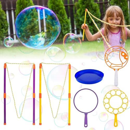 Riisoyu 6 Stück Seifenblasen Set, Riesenseifenblasen 10 Blasringe Seifenblasen Stab GroßE SeifenblasenstäBe DIY Blasen Kreativer, seifenblasenstab für Garten Spielzeug Kinder DraußEn Riisoyu 6 Stück Seifenblasen Set, Riesenseifenblasen 10 Blasringe Seifenblasen Stab GroßE SeifenblasenstäBe DIY Blasen Kreativer, seifenblasenstab für Garten Spielzeug Kinder DraußEn von Riisoyu