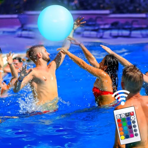 Riisoyu Aufblasbarer LED Leuchtender Wasserball, IP68 Leuchtende Glow-Ball-Pool-Spielzeuge mit Infrarot-Fernbedienung 16 Leuchtfarben 4 Lichtmodi Heller LED-Leucht-Wasserball Riisoyu Aufblasbarer LED Leuchtender Wasserball, IP68 Leuchtende Glow-Ball-Pool-Spielzeuge mit Infrarot-Fernbedienung 16 Leuchtfarben 4 Lichtmodi Heller LED-Leucht-Wasserball von Riisoyu