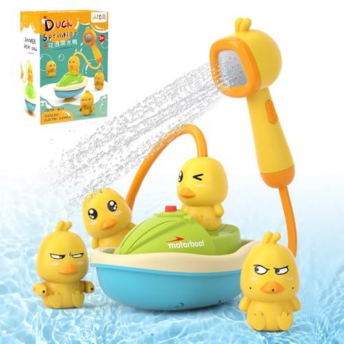 Riisoyu Badewannenspielzeug, Ente Elektrisches Badewannen Spielzeug mit Duschkopf Badespielzeug Baby Ente Badewannenspielzeug Kinder Wasser Dusche Badespielzeug für Baby Kinder Kleinkind von Riisoyu