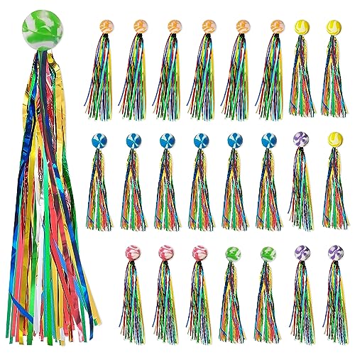 Riisoyu Hüpfbälle für Kinder, 24 Stück Springball mit Farbige Bänder Mini Hüpfbälle Springball Gummiball Spielzeug Portable Farben HüPfbälle Kindergeburtstag Gummibälle für Jungen und Mädchen von Riisoyu
