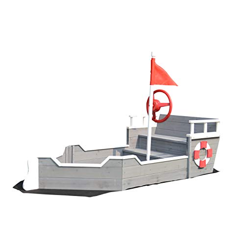 Rijoka Sandkasten aus Holz Boot – Inkl. Bodenplane – Sitzbank mit Ablagefach – Schiff Spielplatz Ausrüstung - 1950 x 940 x 1355mm Rijoka Sandkasten aus Holz Boot – Inkl. Bodenplane – Sitzbank mit Ablagefach – Schiff Spielplatz Ausrüstung - 1950 x 940 x 1355mm von Rijoka