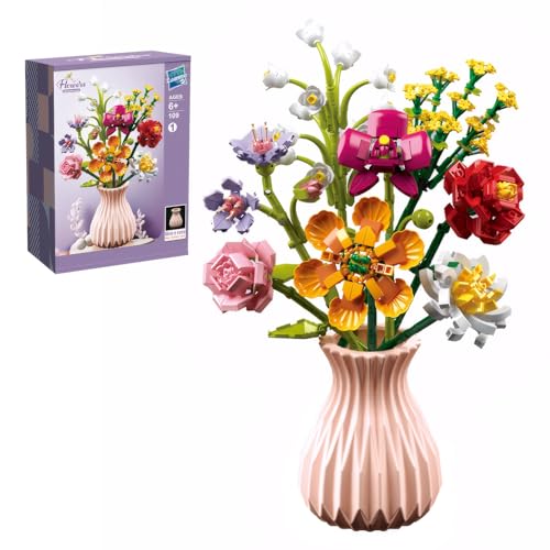 Blumenstrauß Klemmbausteine mit Vase, 756 Teile, Rosen Orchideen Bausatz, Geschenk für Erwachsene Frauen Mädchen, Home Deko Muttertag Weihnachten Blumenstrauß Klemmbausteine mit Vase, 756 Teile, Rosen Orchideen Bausatz, Geschenk für Erwachsene Frauen Mädchen, Home Deko Muttertag Weihnachten von Rilcn
