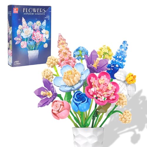 Rilcn Blumenstrauß, Botanische Kollektion Bausteine für Erwachsene, Home Deko Blumen-Set, Geschenk für Frauen zum Muttertag, Valentinstag, Geburtstag von Rilcn