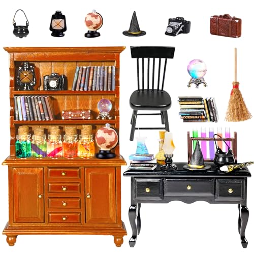 Rileryan Magisches Haus-Set im Maßstab 1:12, Mini-Möbelzubehör, Mini-Bücherregal, Bücherregal, 30 Mini-Bücher, Schreibtischstuhl, Halloween-Dekoration, 54 Stück Rileryan Magisches Haus-Set im Maßstab 1:12, Mini-Möbelzubehör, Mini-Bücherregal, Bücherregal, 30 Mini-Bücher, Schreibtischstuhl, Halloween-Dekoration, 54 Stück von Rileryan