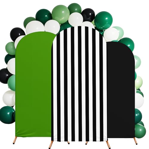RimCereal Bogen Hintergrund Abdeckung Set mit 3 Stück Hochzeit Bogen Abdeckungen Spandex Hintergrund Ständer 1,2 m, 1,5 m, 1,8 m für Hochzeit Geburtstag Bankett Zeremonie Dekoration (Grün) von RimCereal
